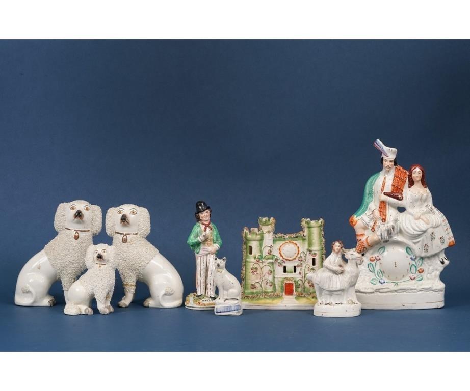 Appraisal: Grouping of Staffordshire figures to include a pair of spaniels