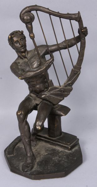 Appraisal: Bronze sculpture of David as harpist h x diam Good