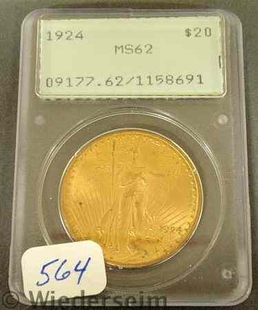 Appraisal: Twenty dollar gold St Gaudens MS