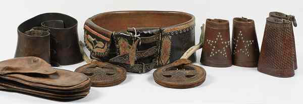 Appraisal: Leather Horse Tack and Two Pairs of Cowboy Cuffs Includes