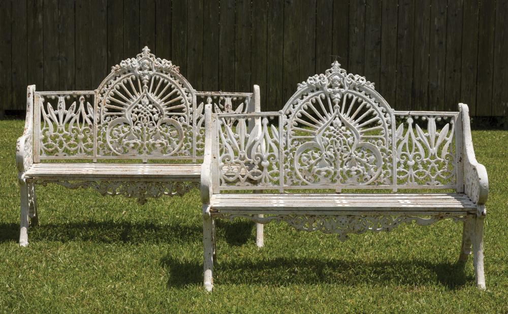 Appraisal: Pair of English or American Cast Iron Garden Benches late