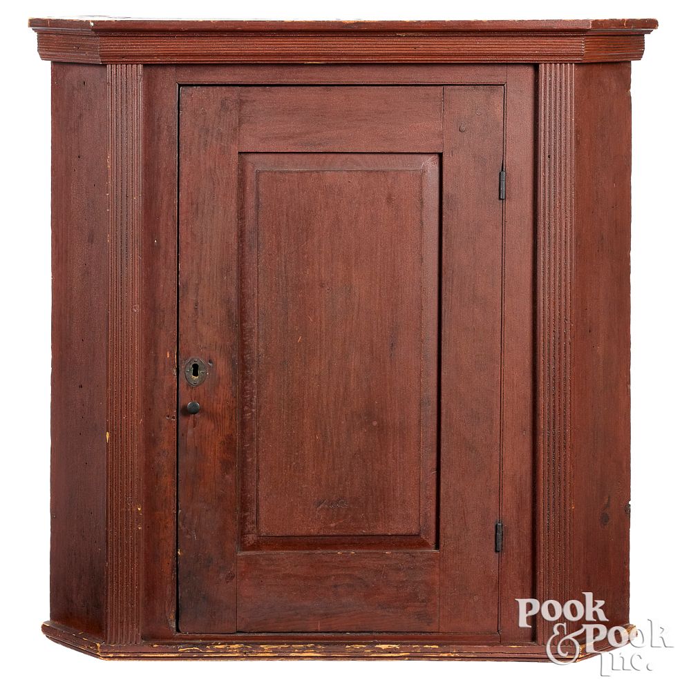 Appraisal: Pennsylvania painted hanging corner cupboard Pennsylvania painted poplar hanging corner