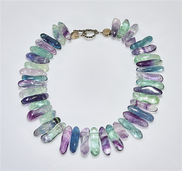 Appraisal: Fluorite bead necklace sterling clasp gross weight g L overall