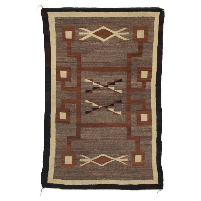 Appraisal: Navajo rug c geometric pattern in brown and cream minor