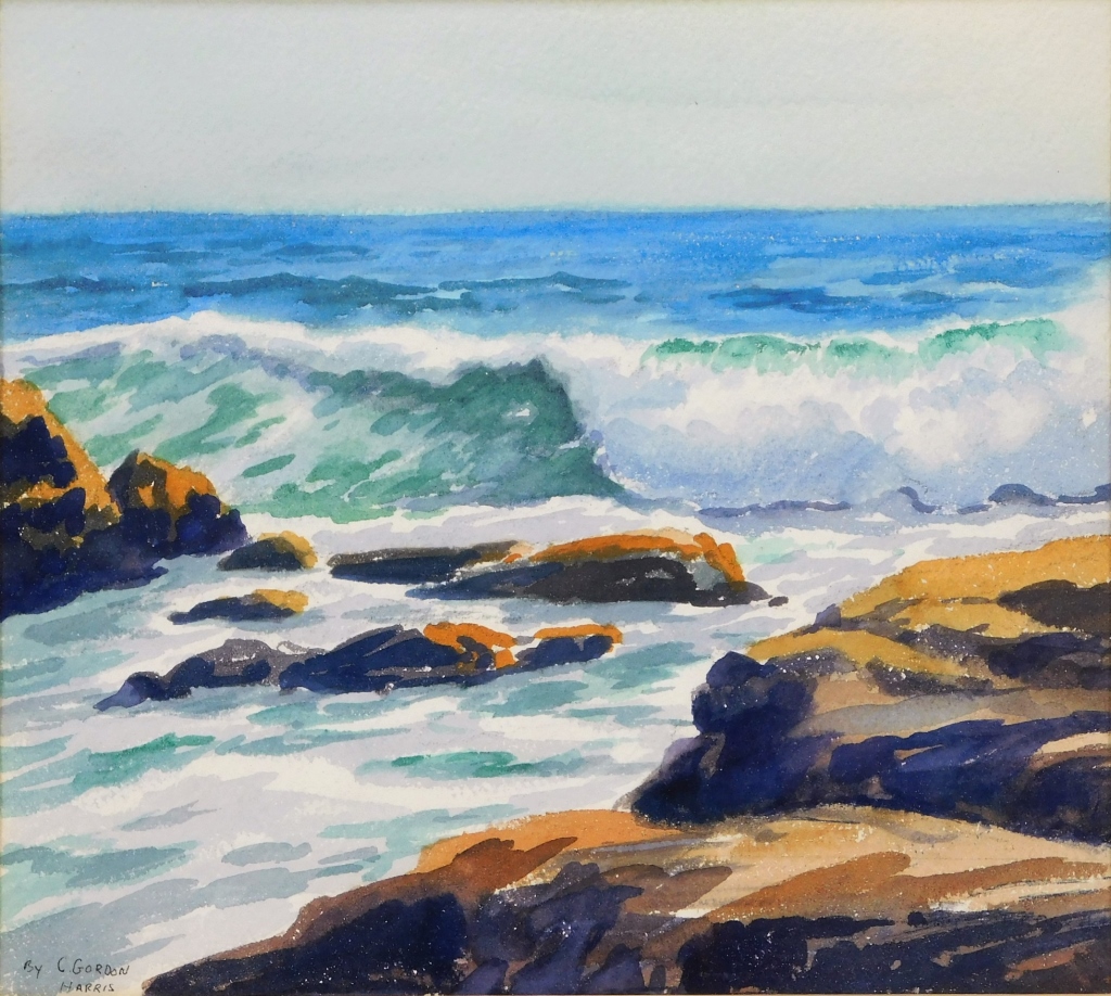 Appraisal: C GORDON HARRIS COASTLINE WATERCOLOR PAINTING Rhode Island - Impressionist