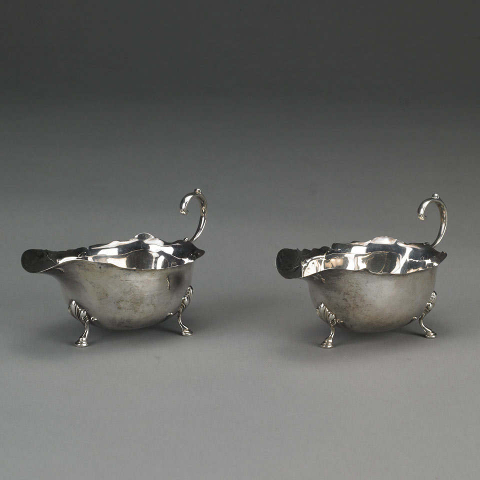 Appraisal: Pair of English Silver Sauce Boats Adie Bros Ltd Birmingham