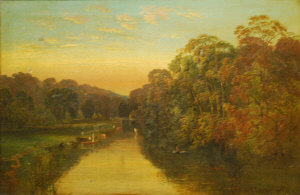 Appraisal: English school - View of the River Thames oil on