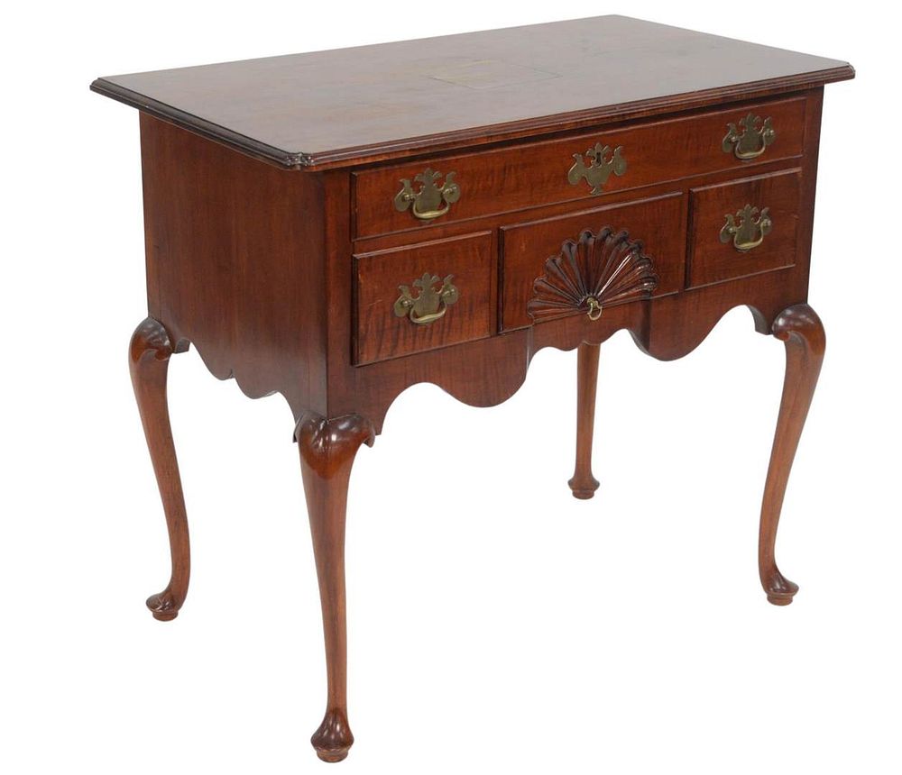 Appraisal: Queen Anne Style Tiger Maple Lowboy height inches top x