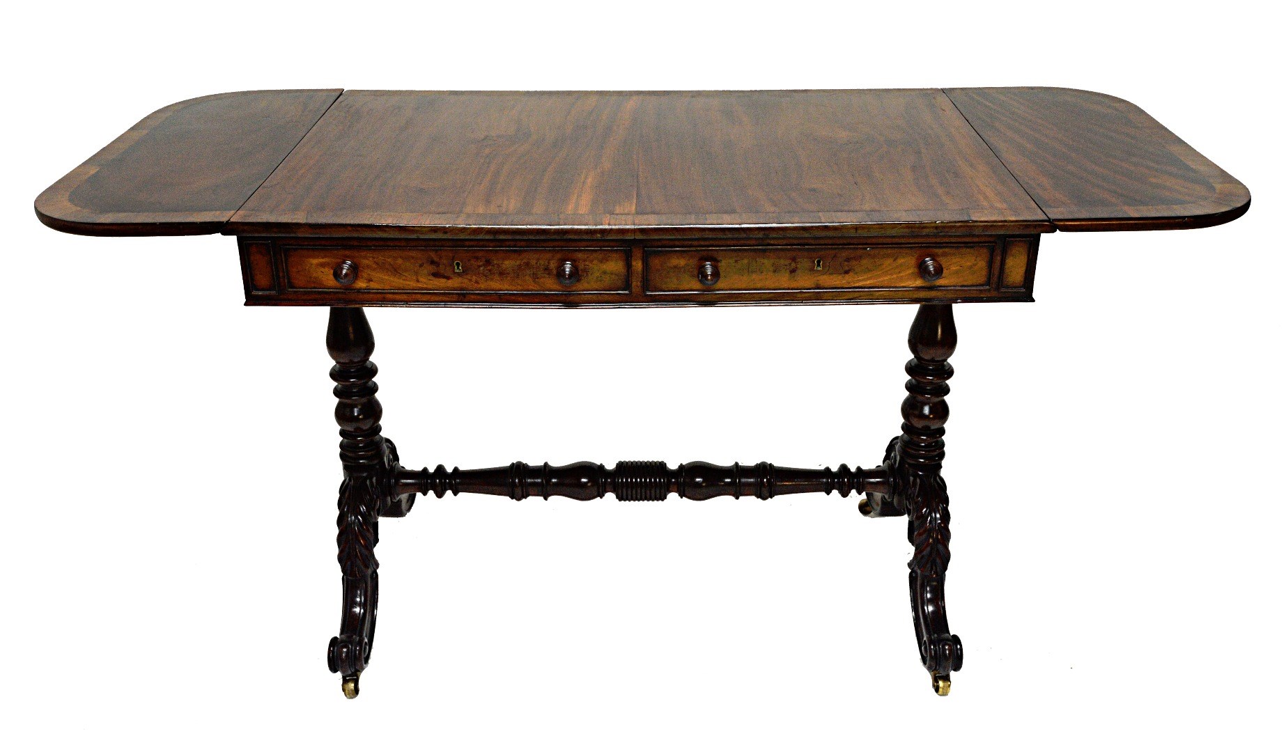 Appraisal: An early th century Irish rosewood banded mahogany sofa table