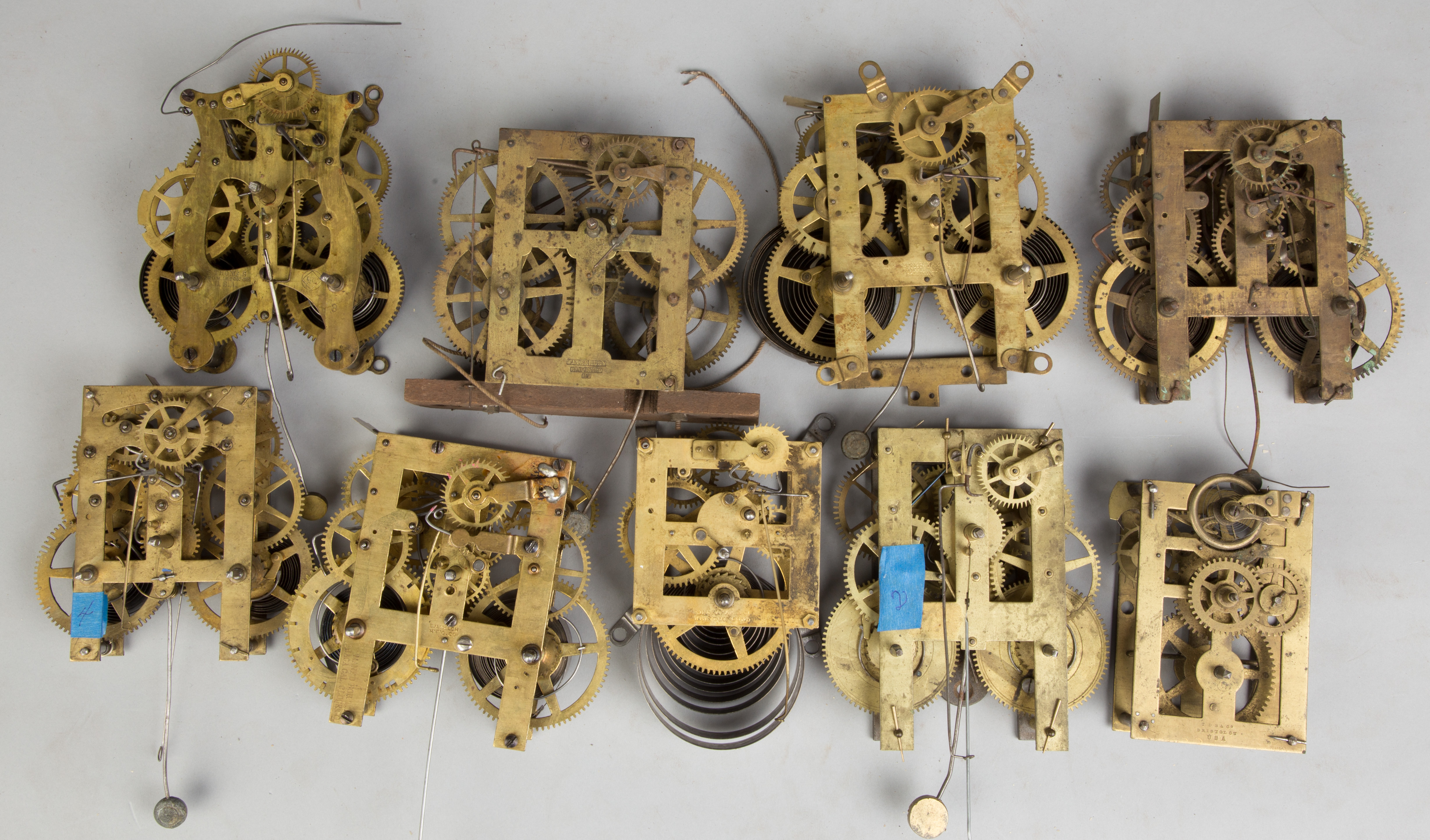 Appraisal: Group of Various Brass Clock Movements