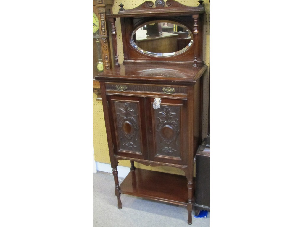 Appraisal: Edwardian mahogany music cabinet with mirror back