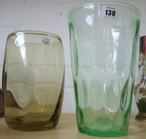 Appraisal: A Whitefriars pale green tumbler vase cm high and another