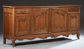 Appraisal: French Louis XV Style Carved Cherry Sideboard t French Louis