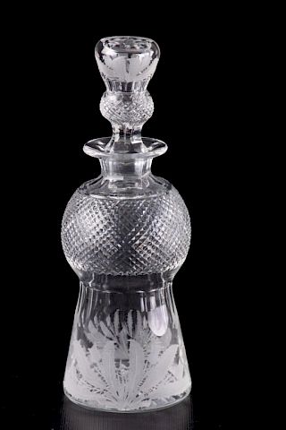 Appraisal: Edinburgh Scotland Crystal Thistle Decanter Crystal decanter and stopper with