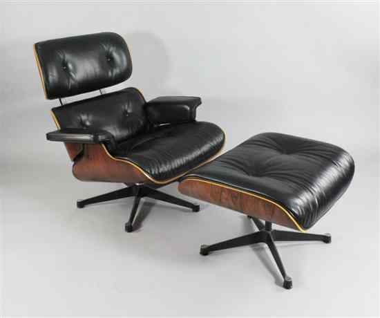 Appraisal: A Charles and Ray Eames rosewood and leather lounge chair