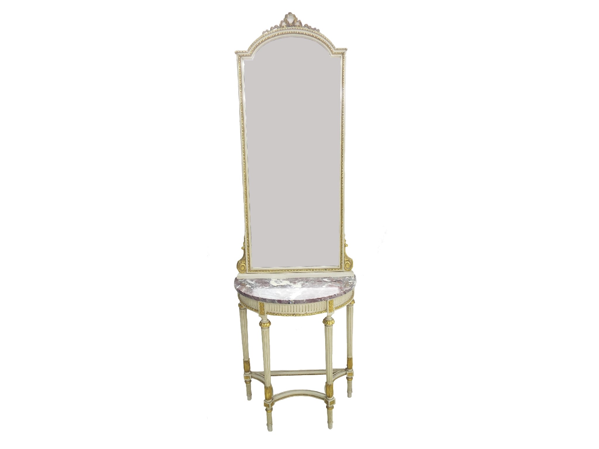 Appraisal: Neo-classical style mirror back marble top console table the raised