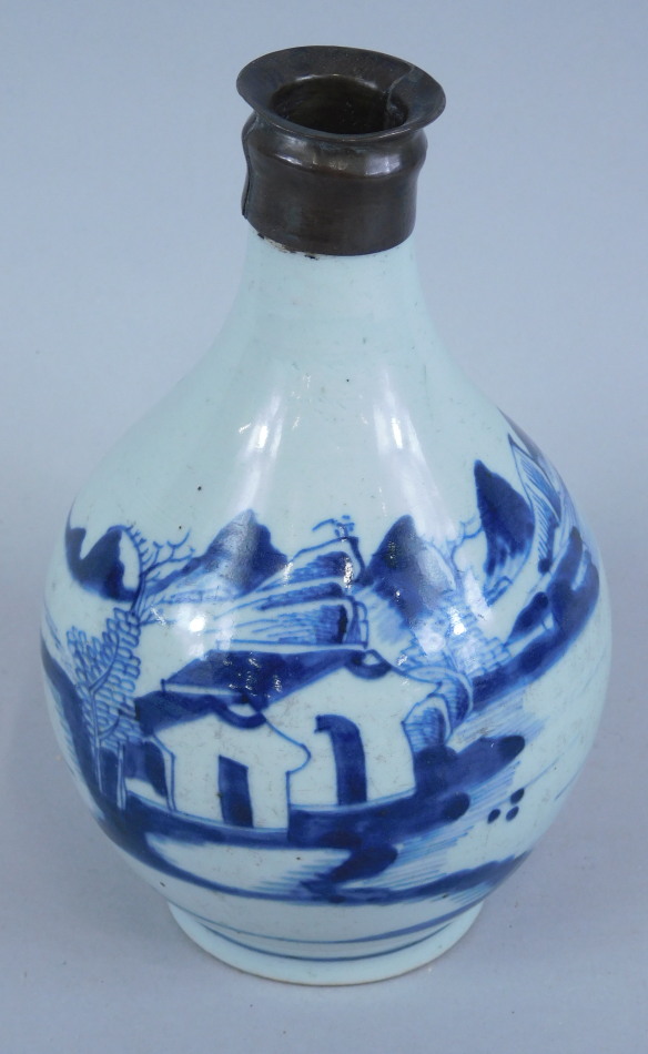 Appraisal: An thC Chinese provincial bottle shaped porcelain vase decorated with