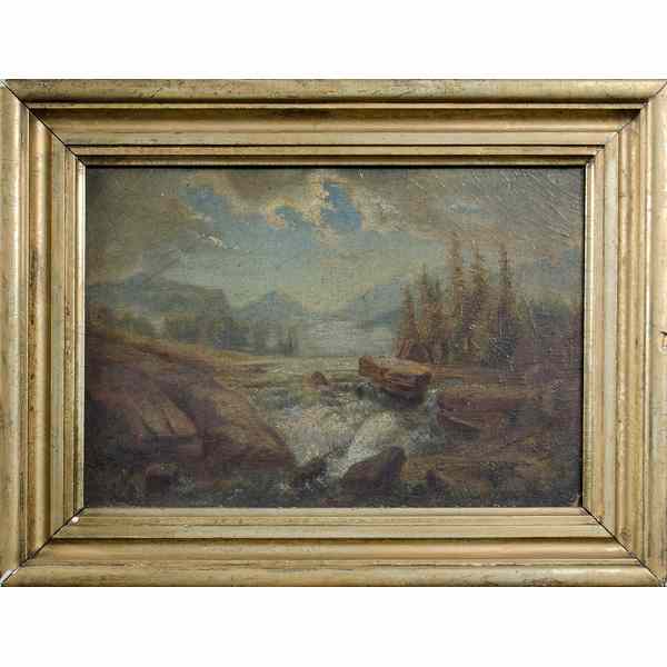 Appraisal: Hudson River Scene Oil on board a Hudson River scene