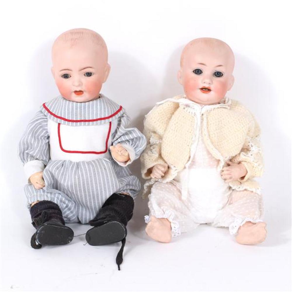 Appraisal: TWO GERMAN BISQUE CHARACTER BABY DOLLS WITH DOME SOCKET HEADS