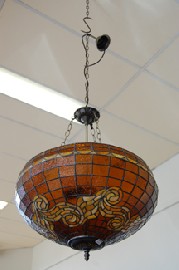 Appraisal: LARGE BROWN TIFFANY STYLE CEILING LIGHT