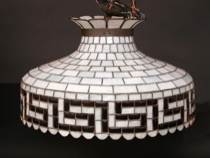 Appraisal: A Leaded Glass Art Pendent Lamp Early Mid th Century