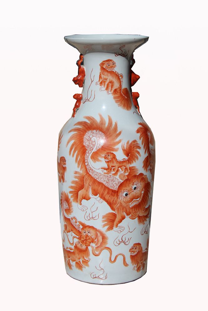 Appraisal: Signed Chinese Foo Lion Form Porcelain Vase Signed Chinese Foo