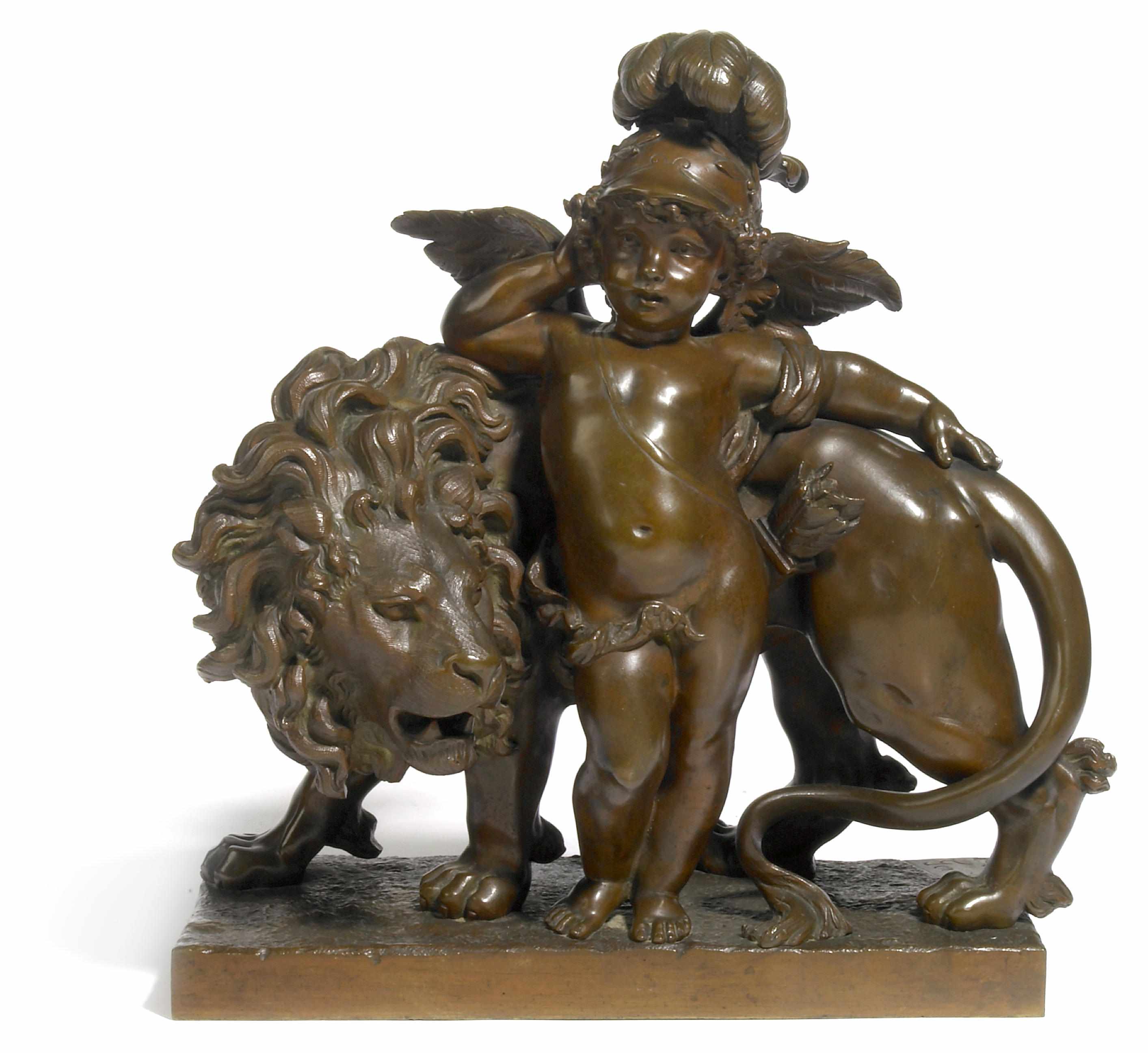 Appraisal: A French patinated bronze figural group after a model by