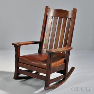 Appraisal: Arts and Crafts Rocker Oak Taylor Furniture Co Bedford Ohio