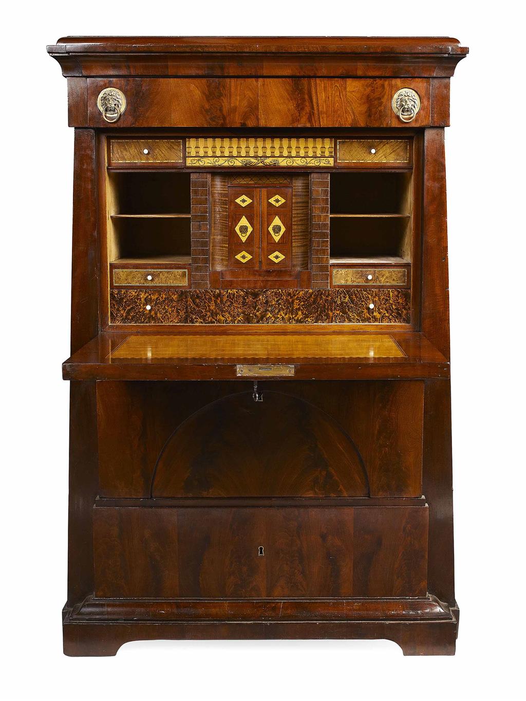 Appraisal: GERMAN EMPIRE MAHOGANY SECRETAIRE A ABBATANT BY FIRNHABER BERLIN CIRCA