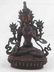 Appraisal: A finely detailed bronze Buddhist Tibetta Tora figure Measurements x