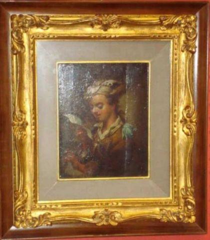 Appraisal: Old Master Oil on Panel Turbaned Boy with Letter In