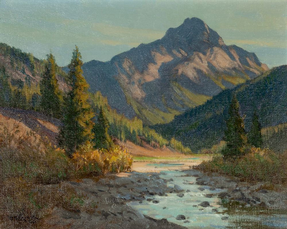 Appraisal: Paul Strisik American - Evening Light - Sultan Mountain Paul