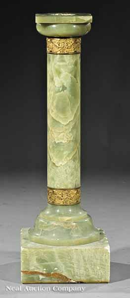 Appraisal: A Beaux Arts Gilt Bronze-Mounted Green Onyx Pedestal c slender