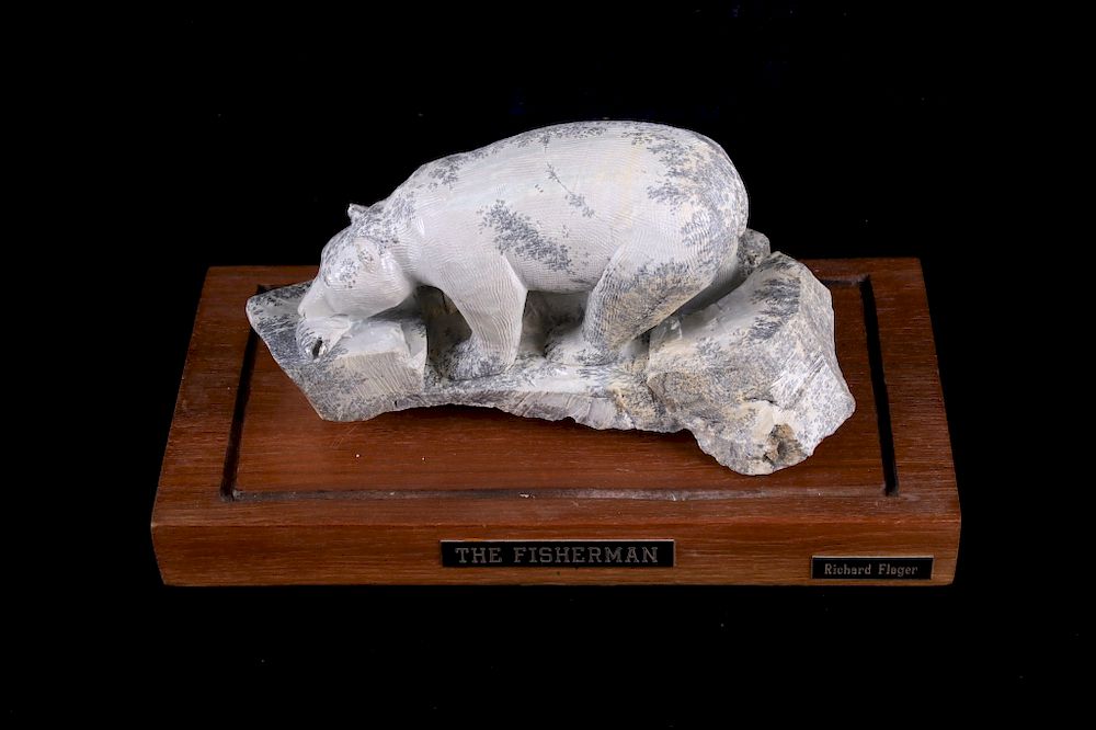 Appraisal: The Fisherman by Dick Flager Talc Carving For your consideration