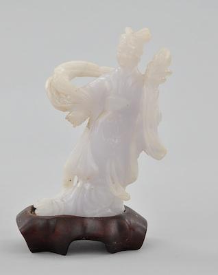 Appraisal: A Chinese Lavender Jade Small Carving of Quan Yin Depicting