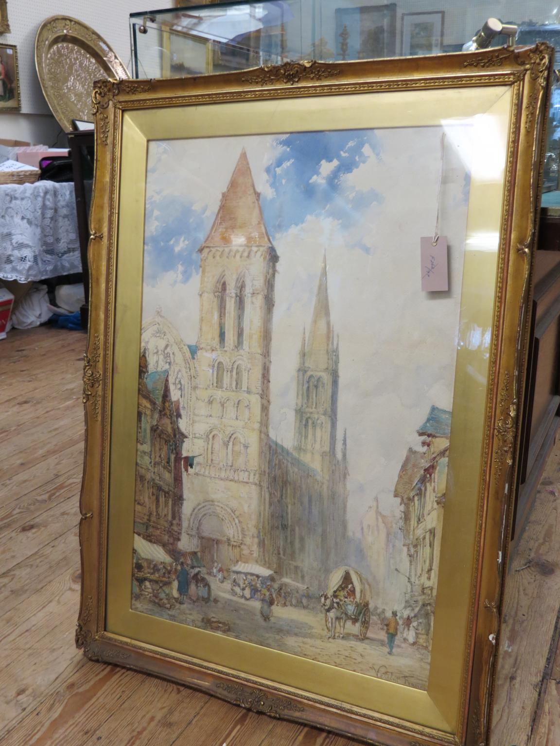 Appraisal: Pierre le Boeuff - large watercolour market town with large