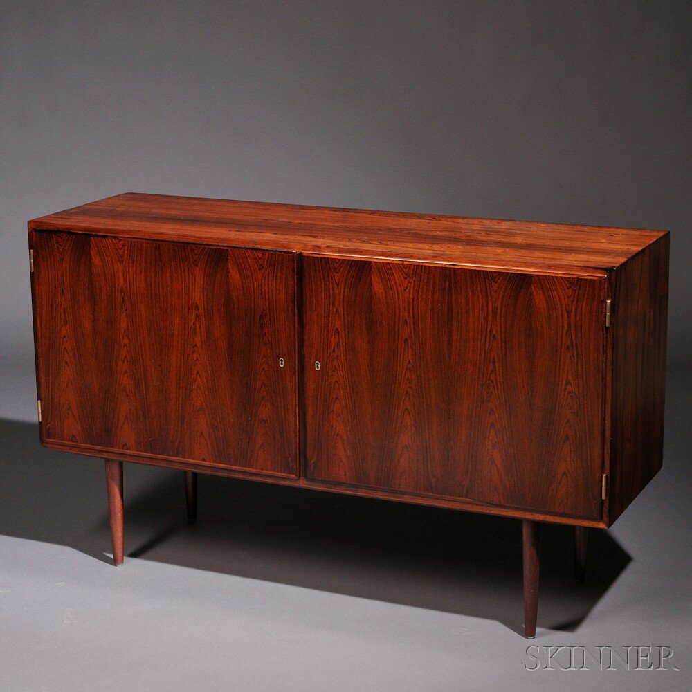 Appraisal: Danish Modern Credenza Rosewood Mid- th century Rectangular top over