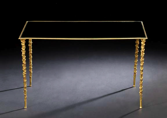 Appraisal: Louis XVI-Style Gilt-Metal and Mirrored Glass Cocktail Table second quarter