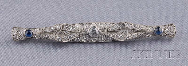 Appraisal: Platinum and Diamond Brooch designed as a bar pin centering