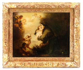 Appraisal: After Murillo Vision of Saint Anthony Oil After Bartolome Esteban