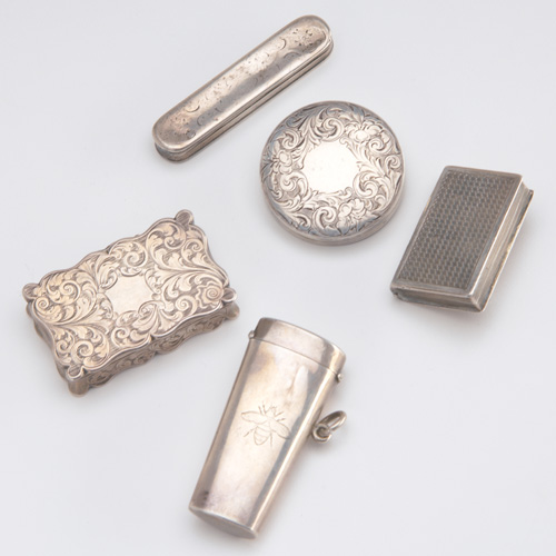 Appraisal: Group of th and th C silver Patch box by