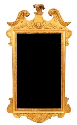 Appraisal: A Georgian gilt framed mirror with broken swan neck cornice