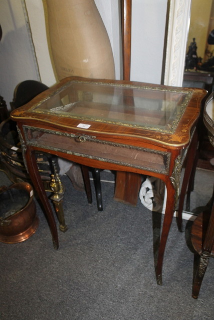 Appraisal: A TH CENTURY FRENCH STYLE ROSEWOOD AND FLORAL MARQUETRY BIJOUTERIE