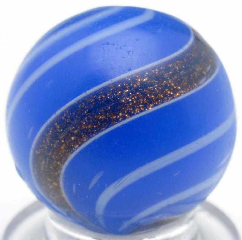 Appraisal: Blue Opaque Glass Banded Lutz Baby blue opaque base with