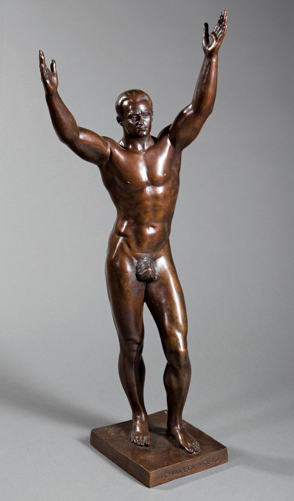 Appraisal: Bronze Figure of Charles Atlas after Joseph Nicolosi signature and