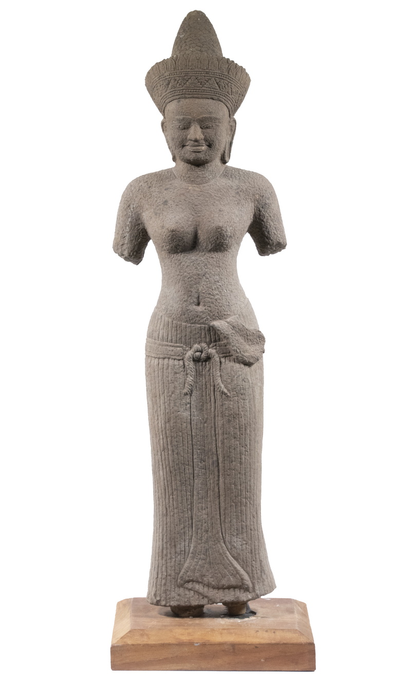 Appraisal: TH C KHMER BUFF STONE STANDING FIGURE OF A FEMALE