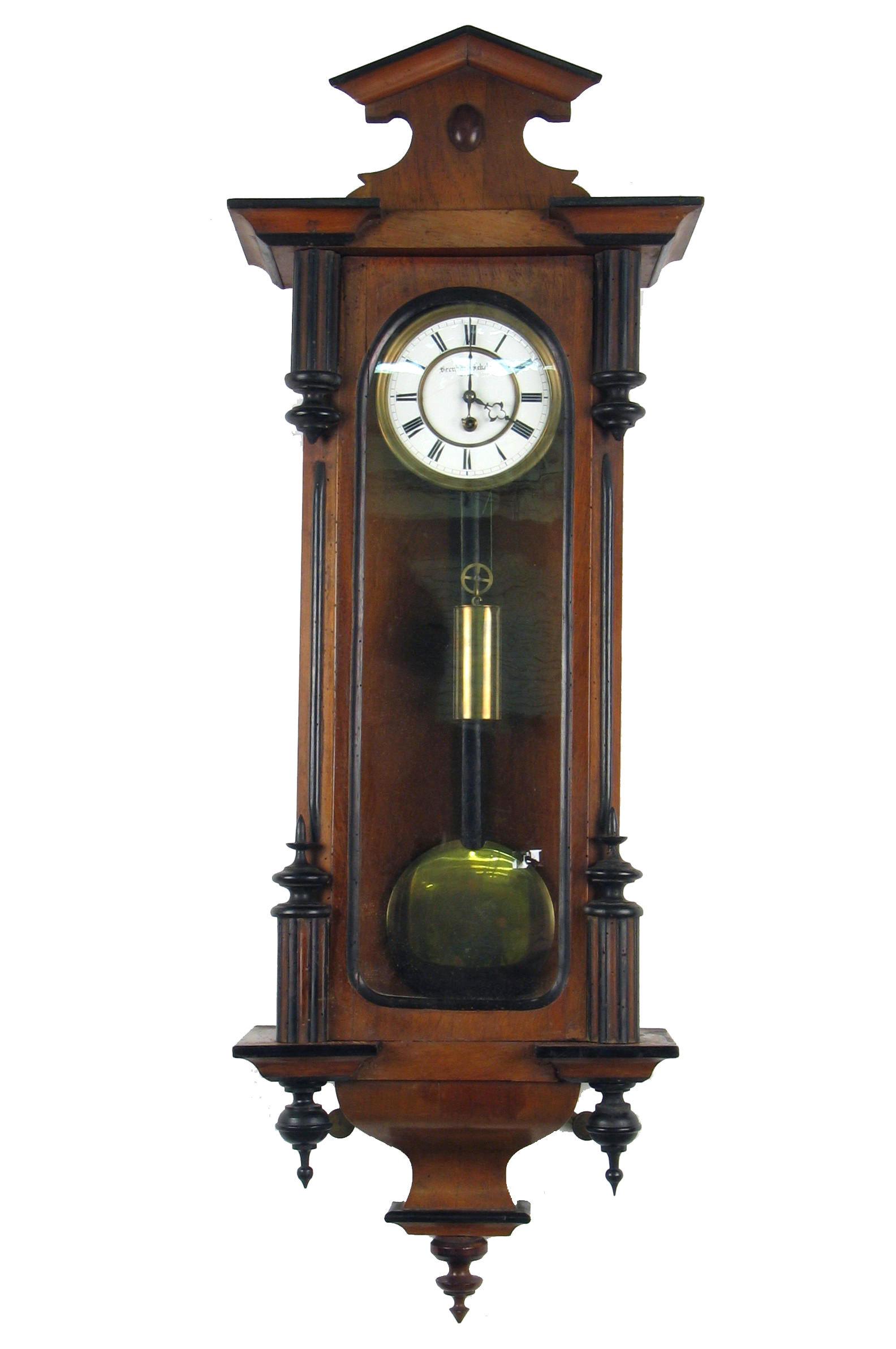 Appraisal: PARCEL EBONIZED WALNUT REGULATOR WALL CLOCK Bernhard Fekete Vienna c