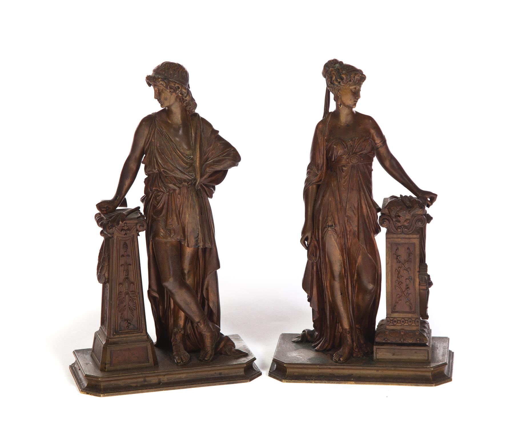 Appraisal: TWO SIGNED L PILLET STYLED BRONZE FIGURES France late th