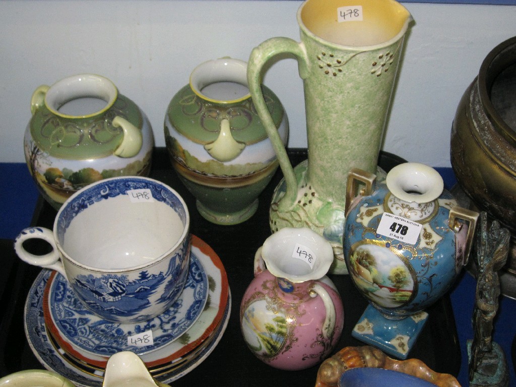 Appraisal: Tray lot comprising assorted ceramics - Burleighware jug blue and