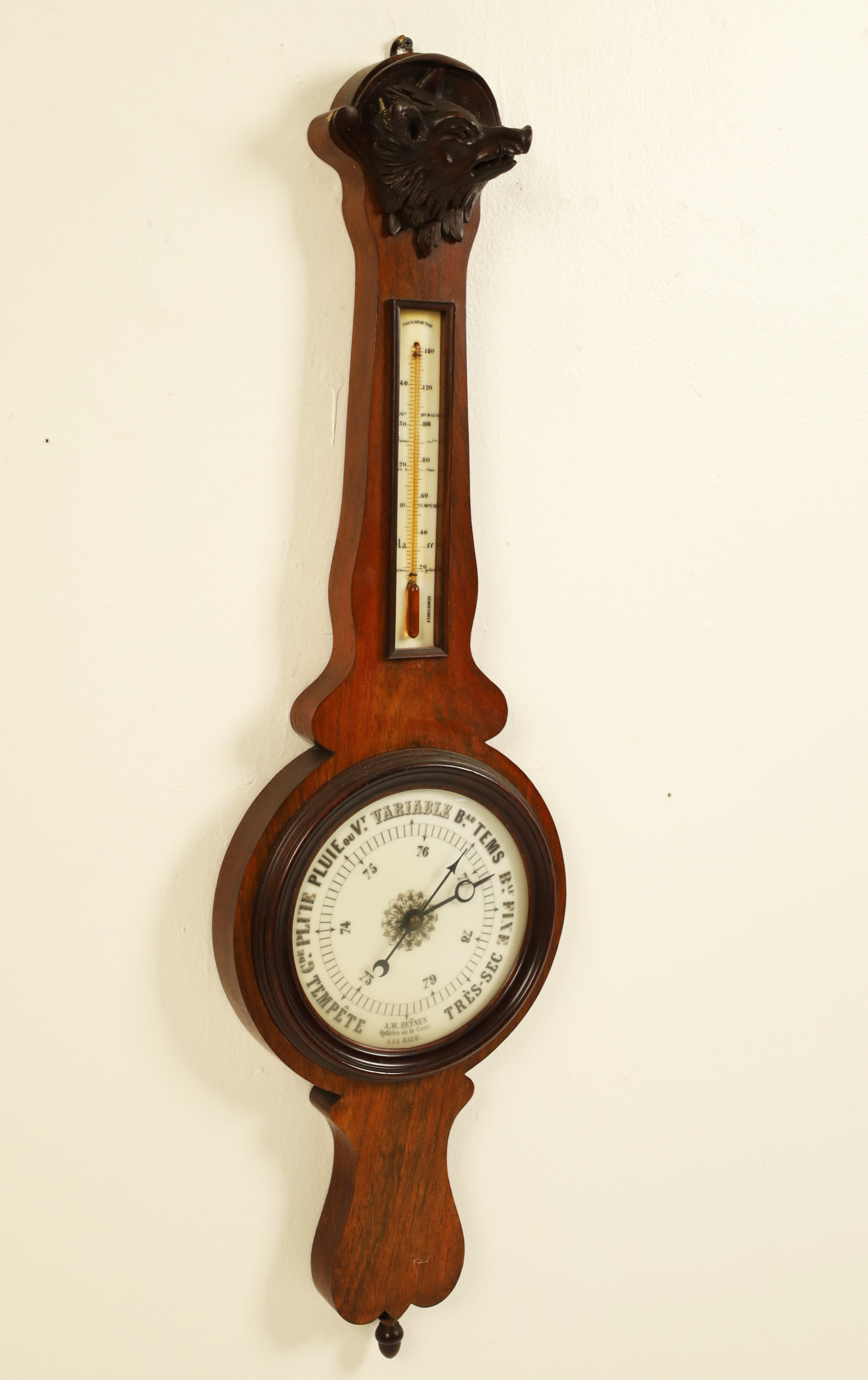 Appraisal: ENGLISH ROSEWOOD BANJO SHAPED BAROMETER English rosewood banjo shaped barometer